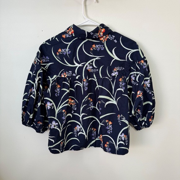 Anthropologie Maeve Zooey Bubble Sleeve Blouse Women's Size M Floral Puff Sleeve - Picture 3 of 8